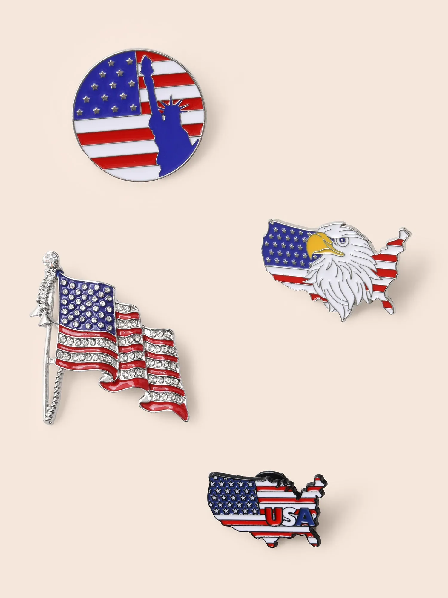 American Flag Print Decorative Brooches