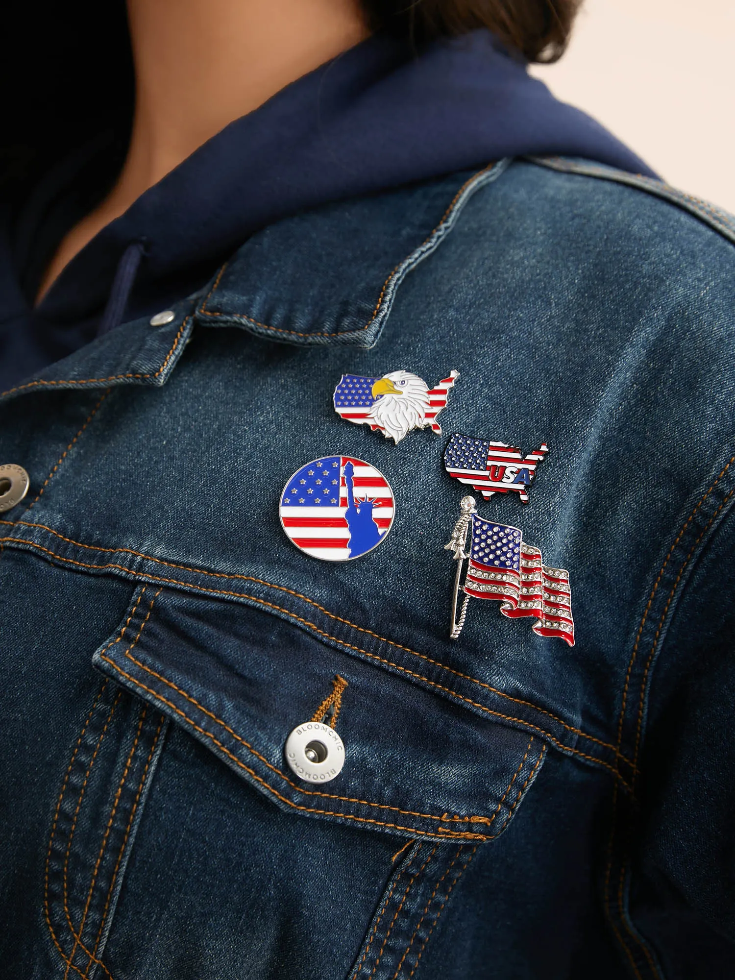 American Flag Print Decorative Brooches