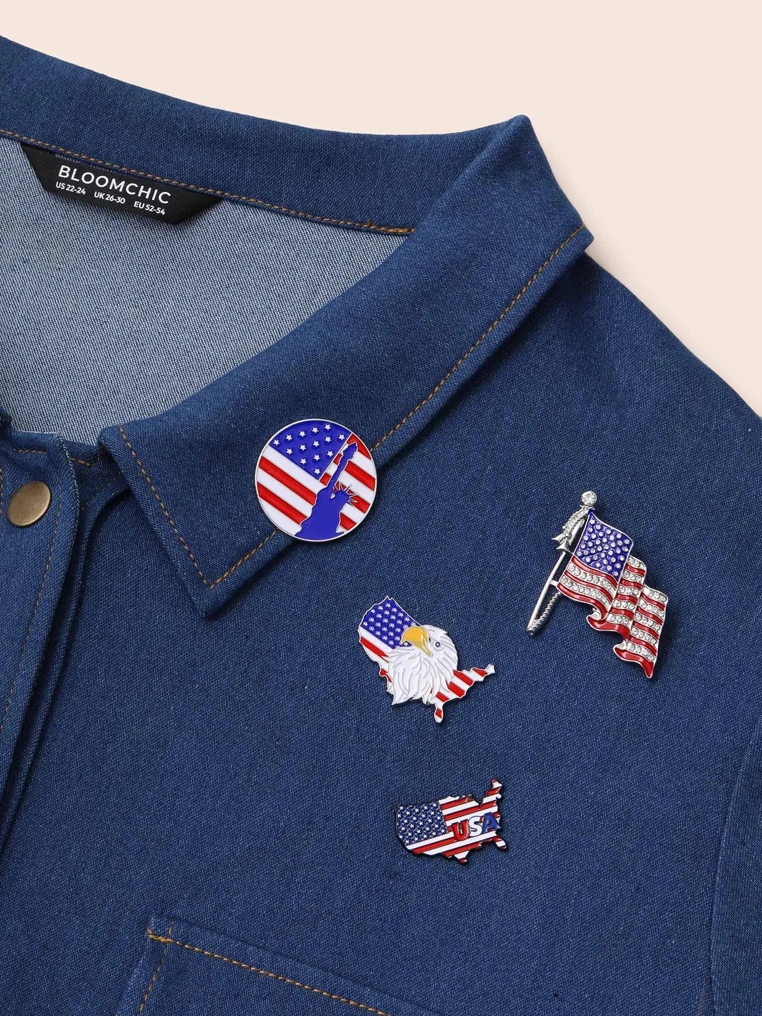 American Flag Print Decorative Brooches