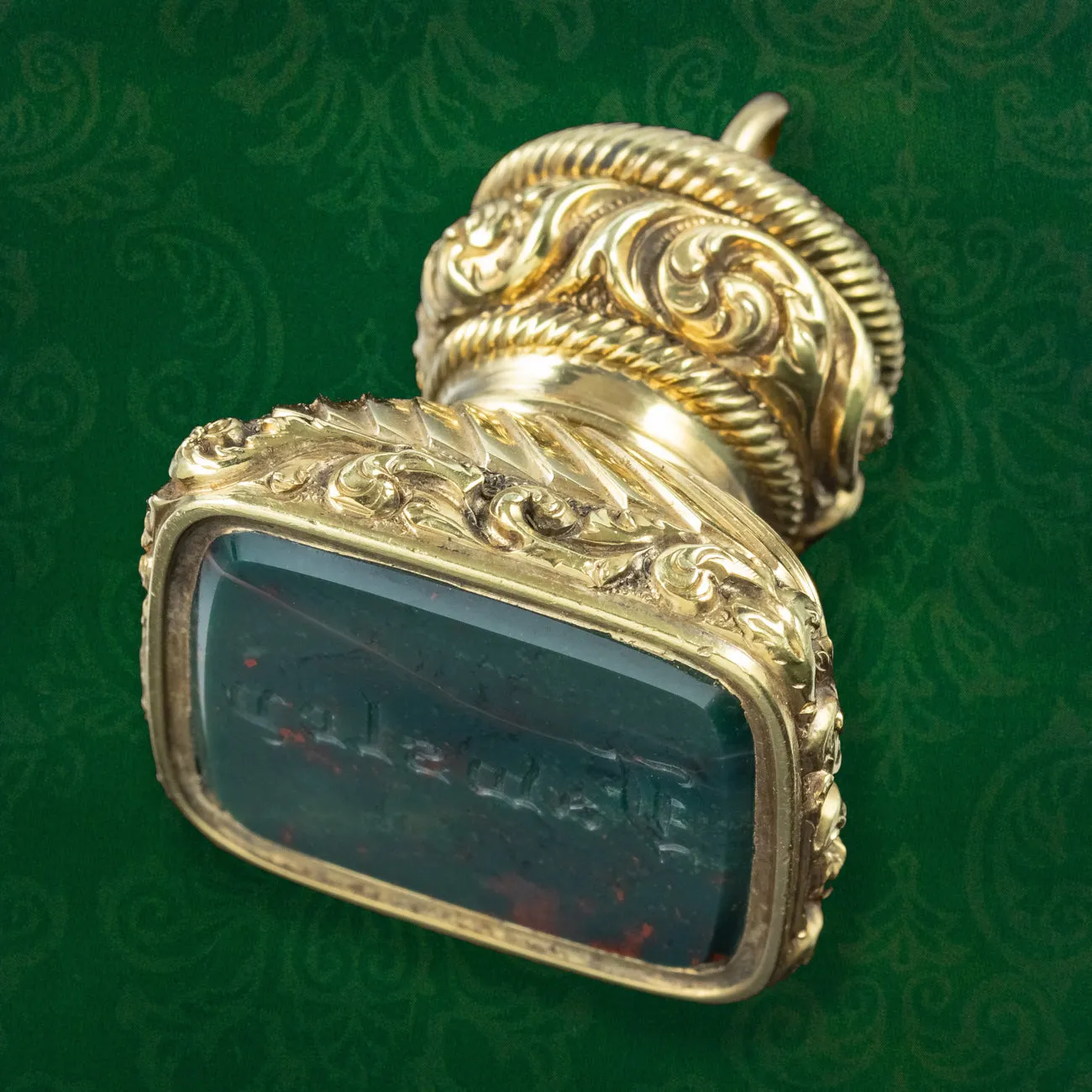 Antique Georgian Bloodstone Seal Fob Pendant 18ct Gold