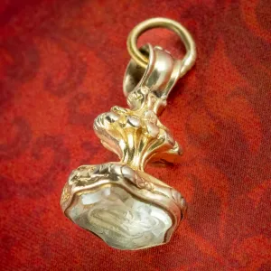 Antique Georgian Seal Fob Pendant Rock Crystal Intaglio