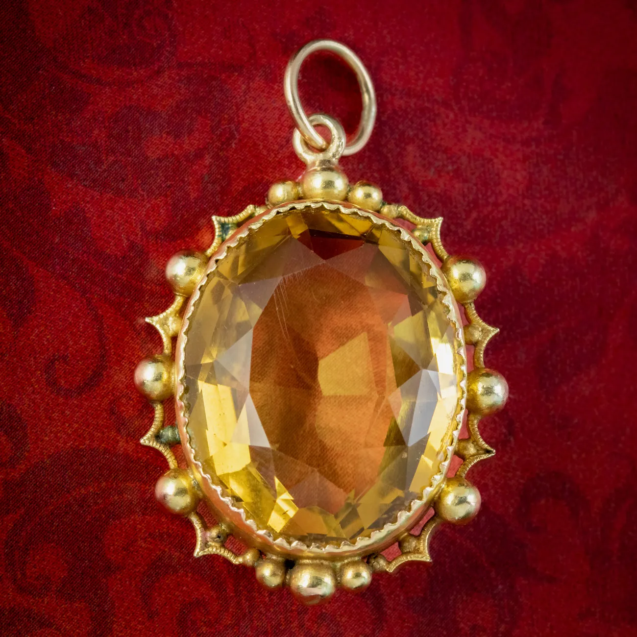 Antique Victorian Citrine Pendant 15ct Gold 25ct Citrine