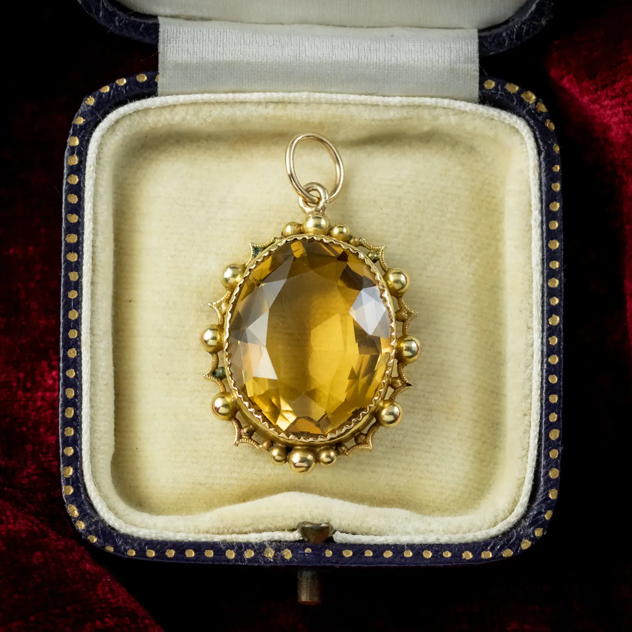 Antique Victorian Citrine Pendant 15ct Gold 25ct Citrine