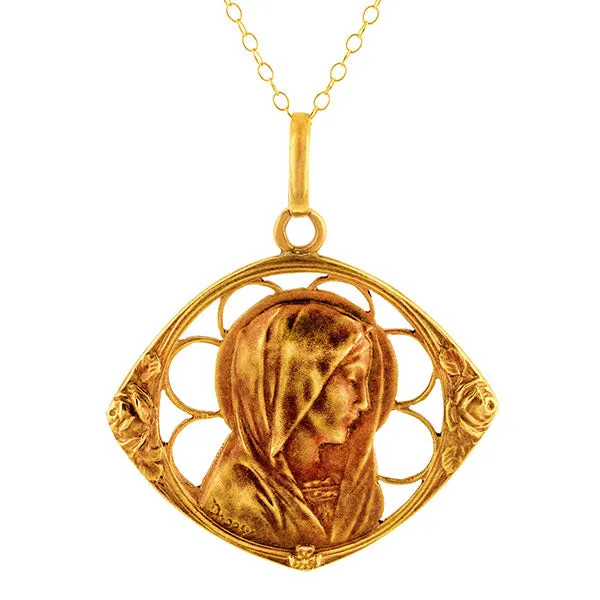 Art Nouveau Virgin Mary Pendant