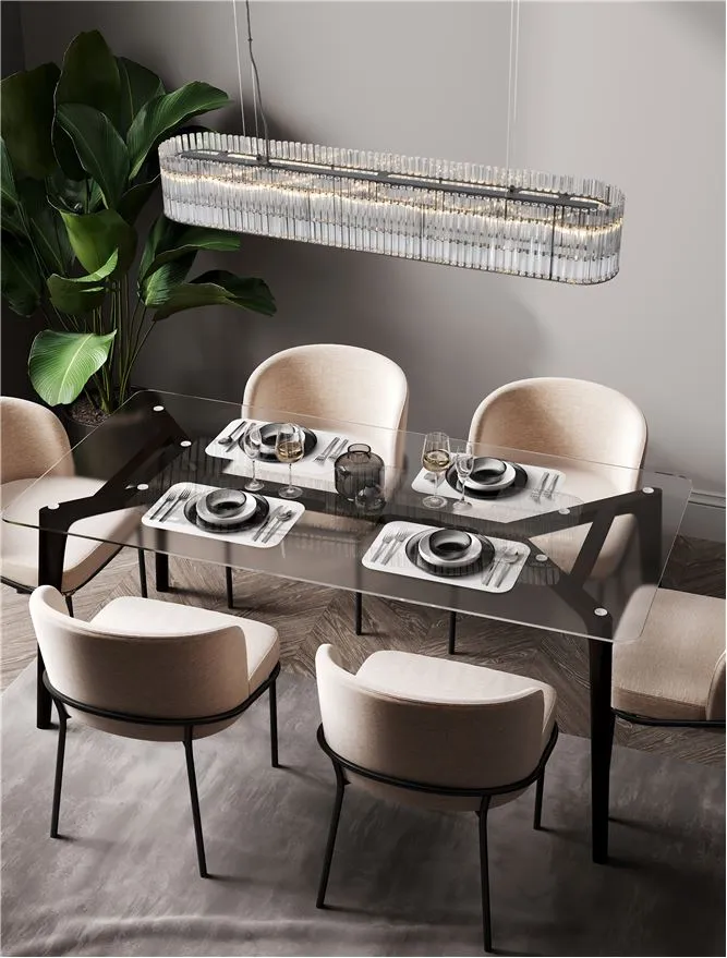 BAR Matt Black Metal & Clear Glass Over Table Pendant - ID 13199