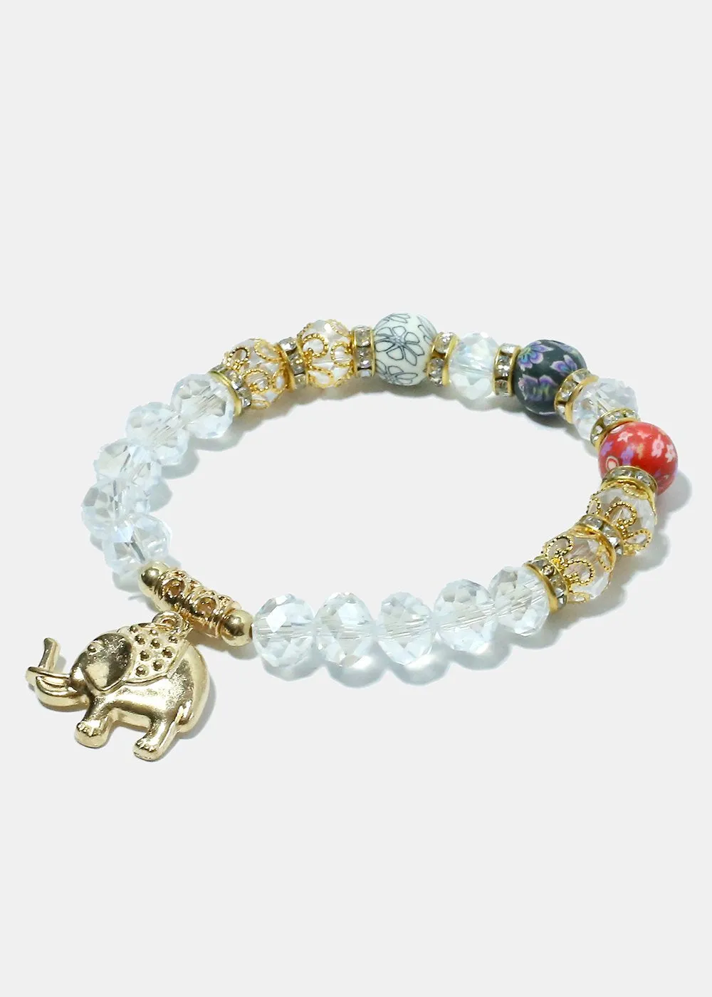 Beaded Elephant Charm Bracelet