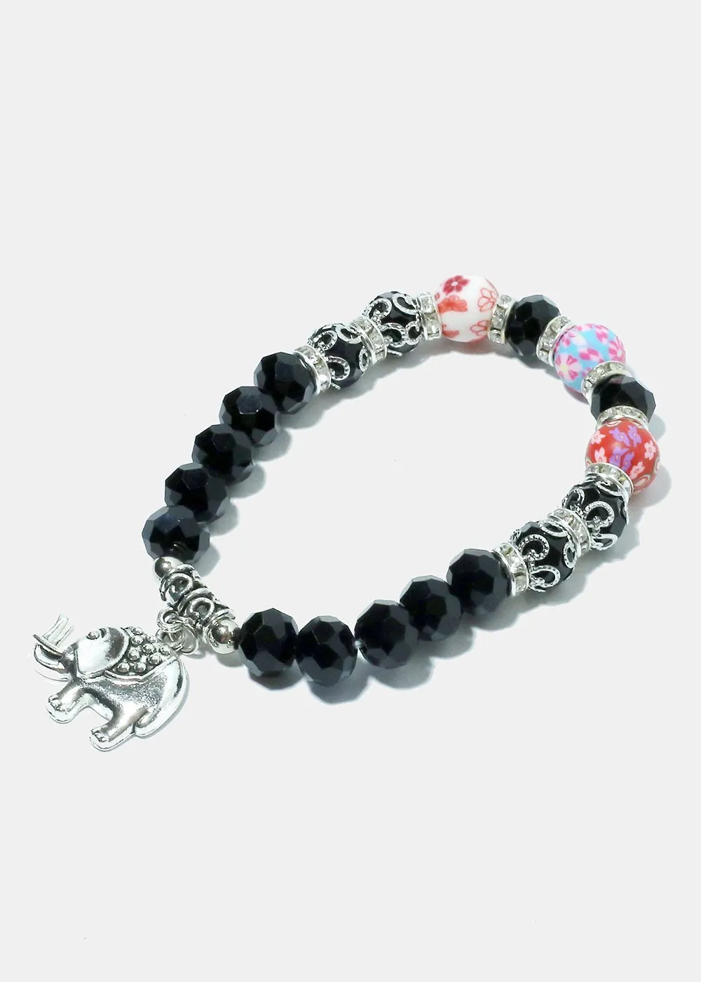 Beaded Elephant Charm Bracelet