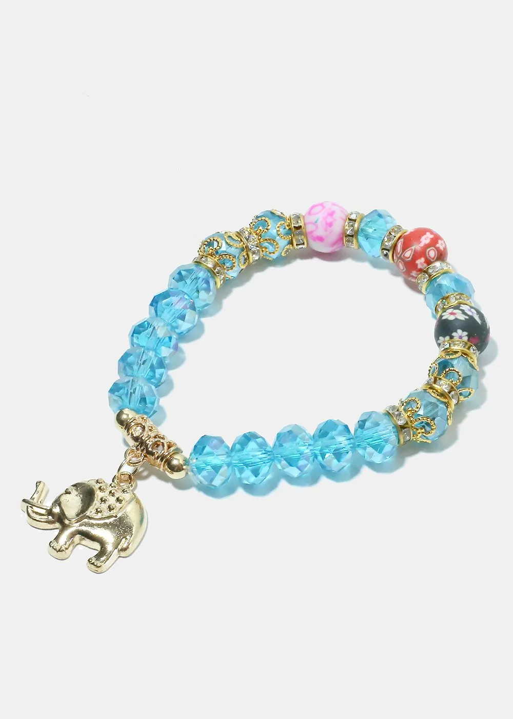 Beaded Elephant Charm Bracelet