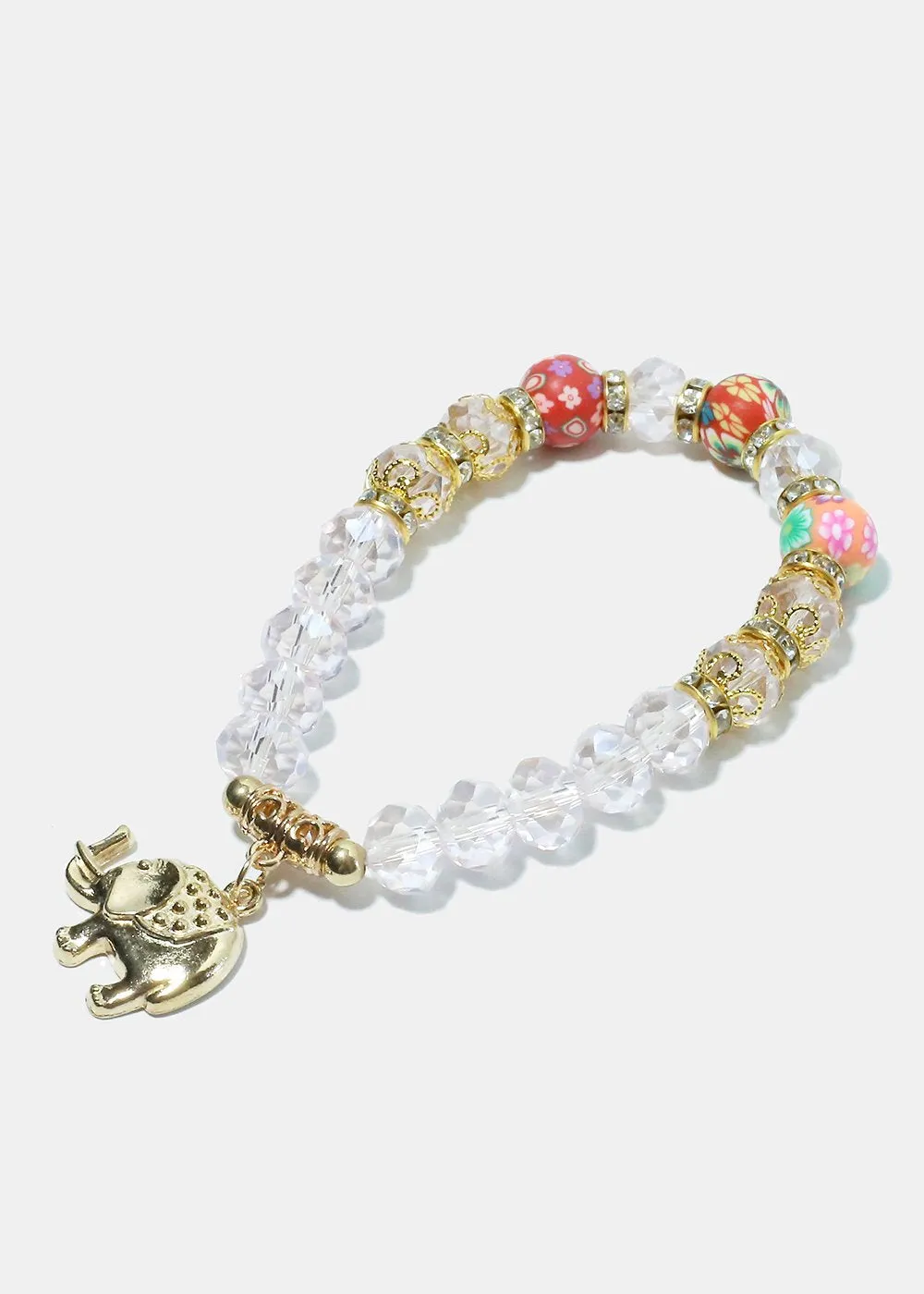 Beaded Elephant Charm Bracelet