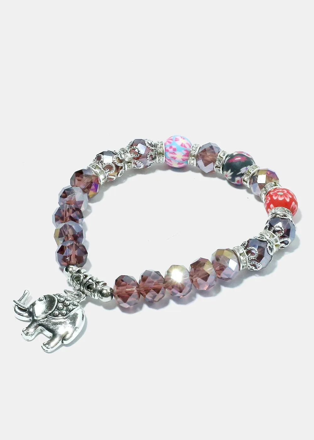 Beaded Elephant Charm Bracelet