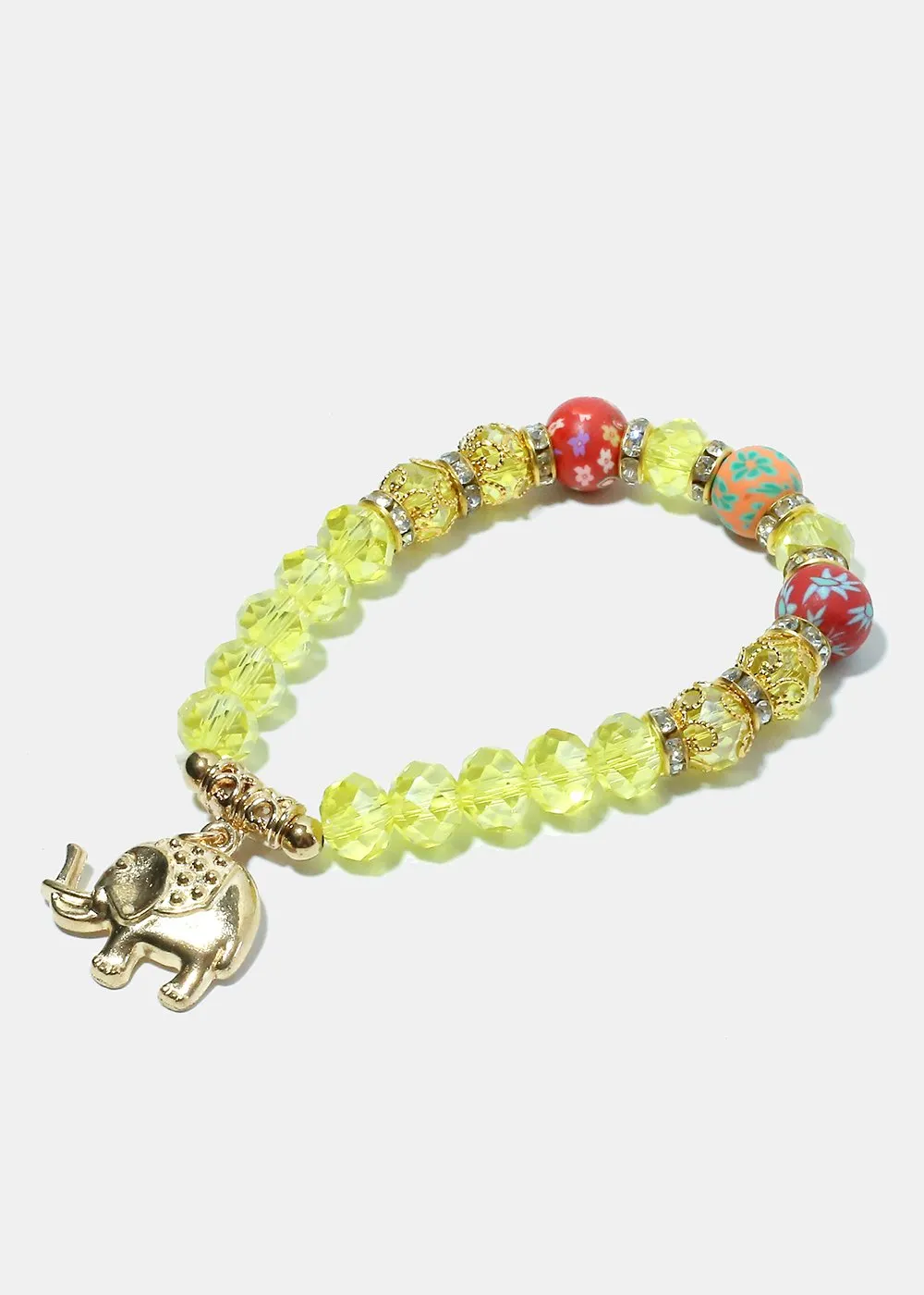 Beaded Elephant Charm Bracelet