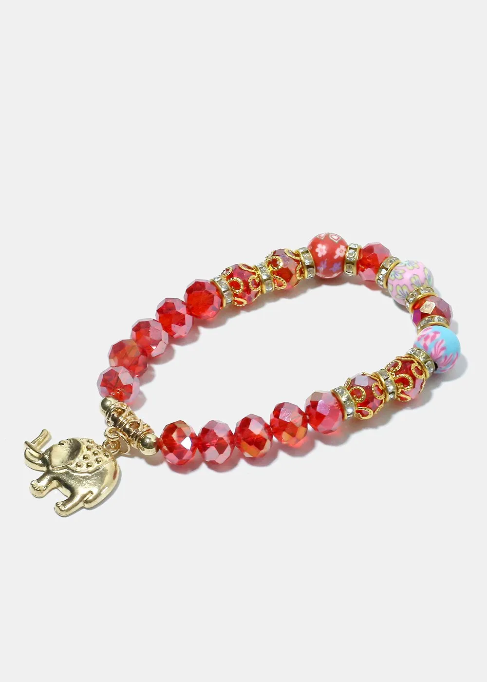 Beaded Elephant Charm Bracelet