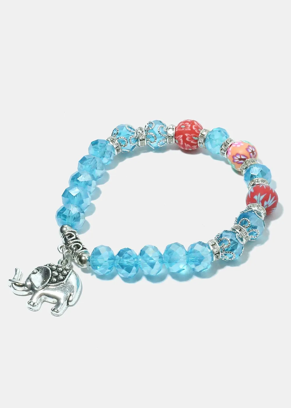 Beaded Elephant Charm Bracelet