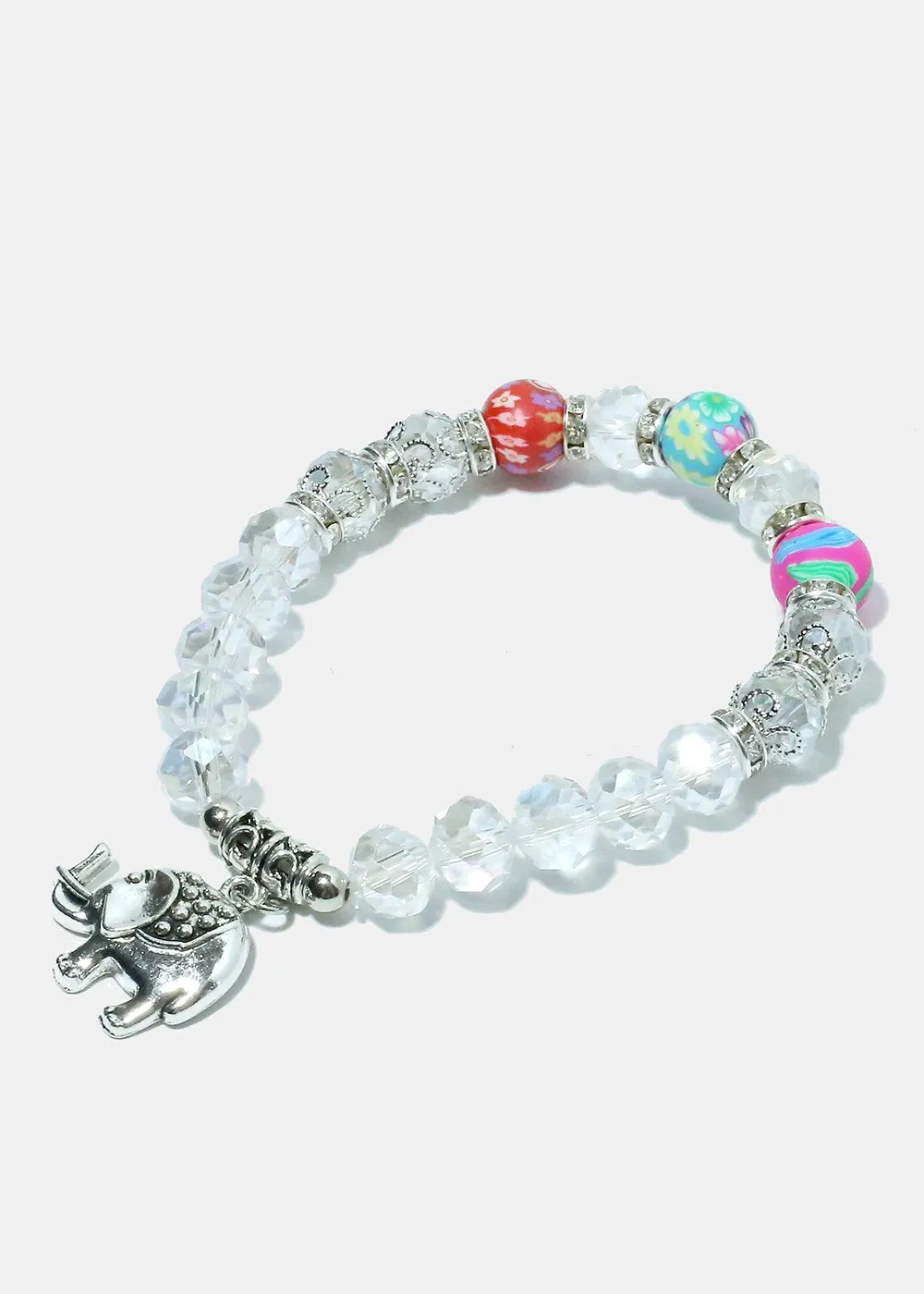 Beaded Elephant Charm Bracelet