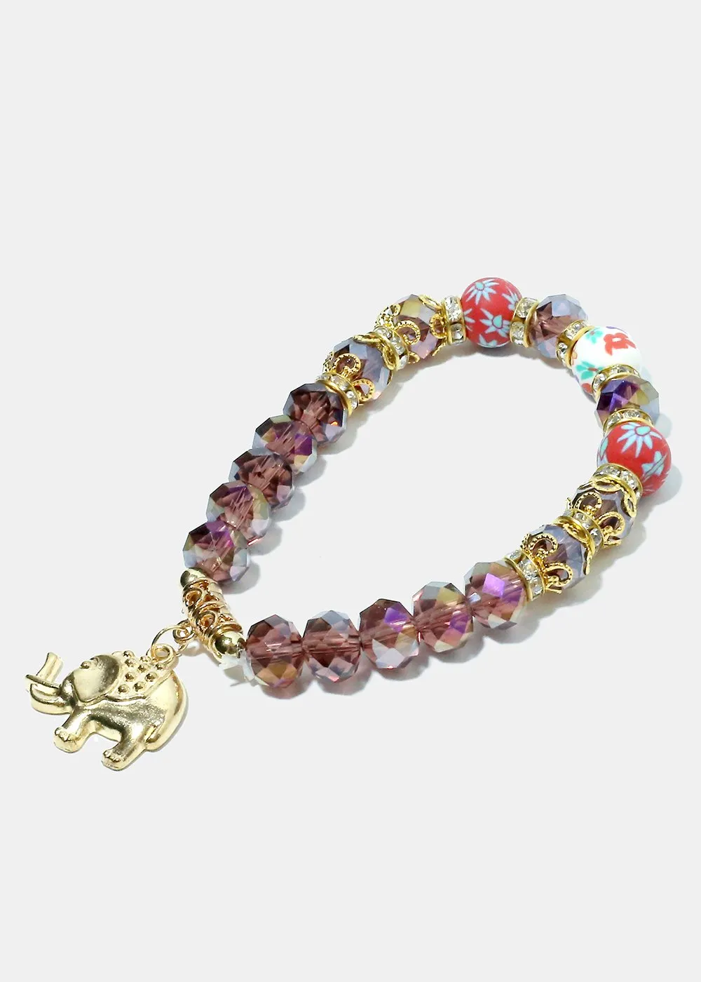 Beaded Elephant Charm Bracelet