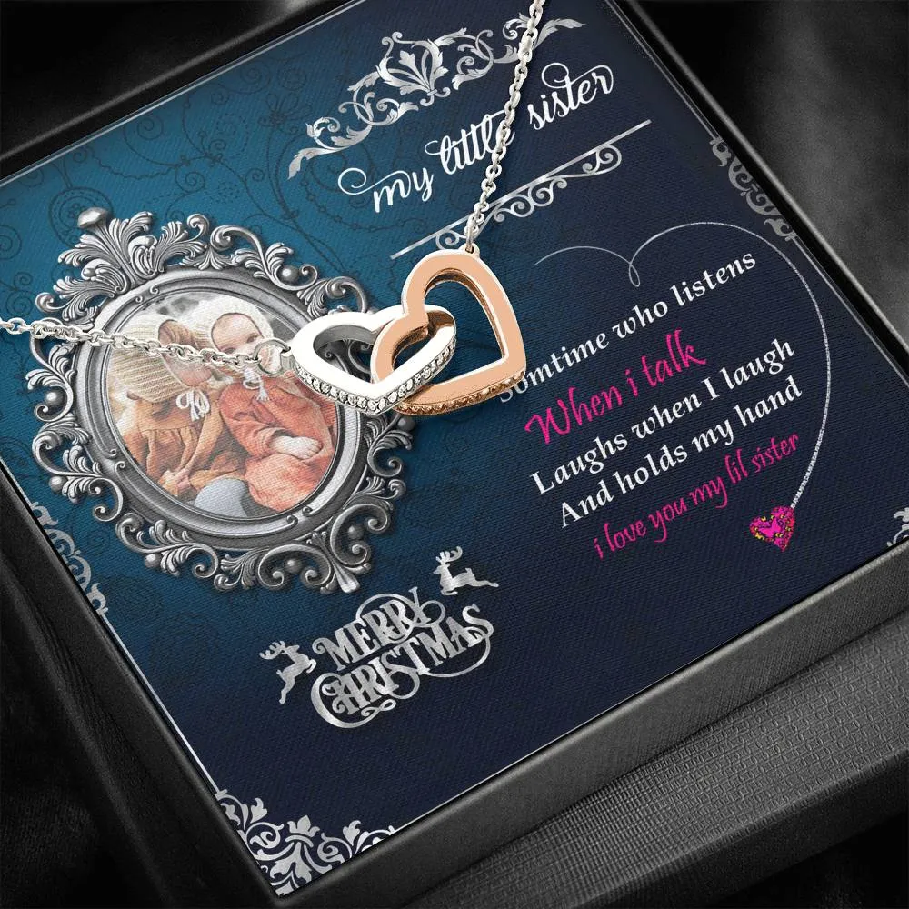 Best Christmas Gifts For Sister Interlocking Heart Necklace For Sister With Xmas Wish Message Card