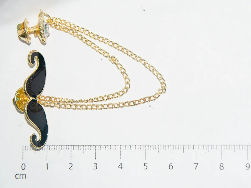 Black & Golden Mustache Designer Brooch