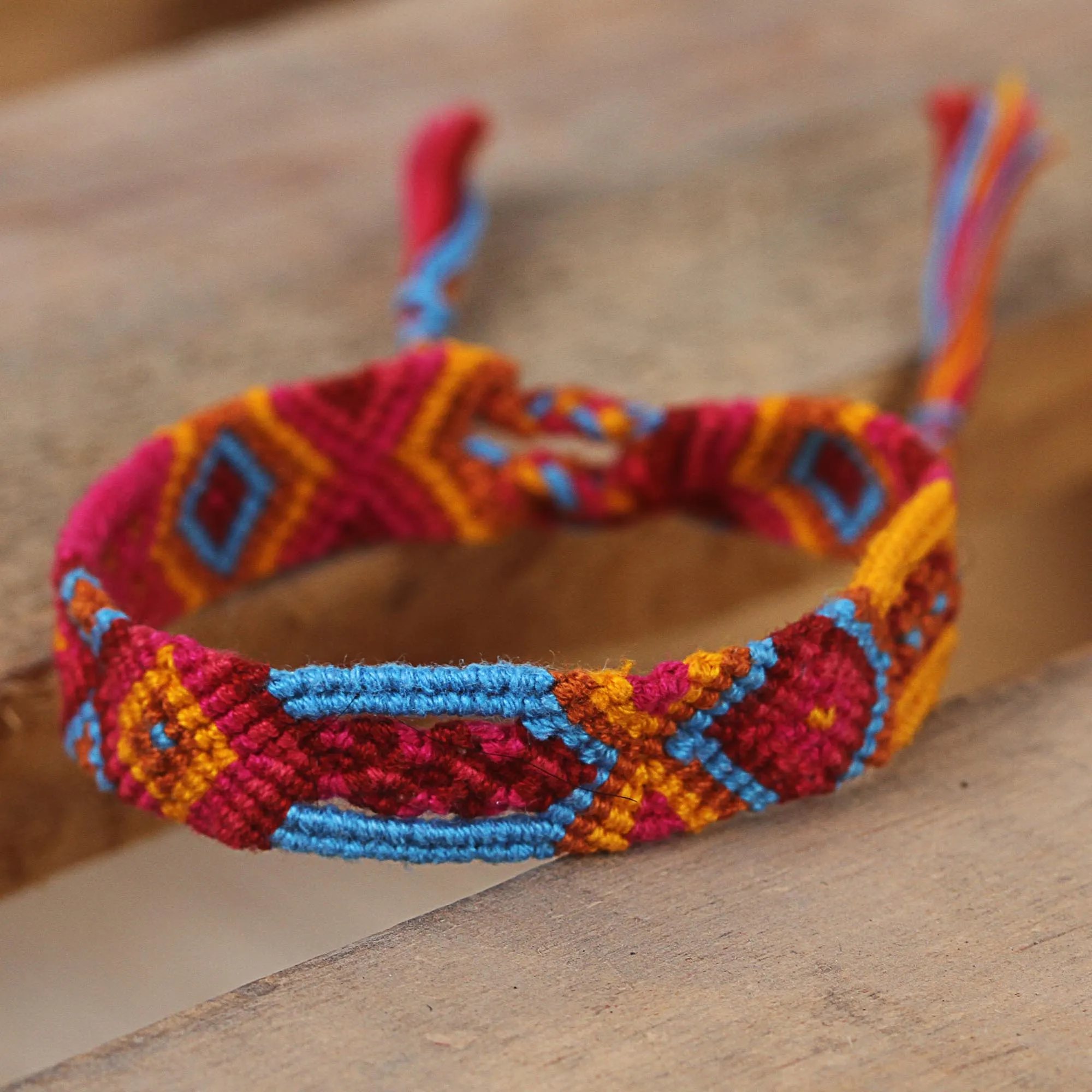 Bright Cotton Wristband Bracelet from Mexico (Set of 3) - Forever Friends | NOVICA