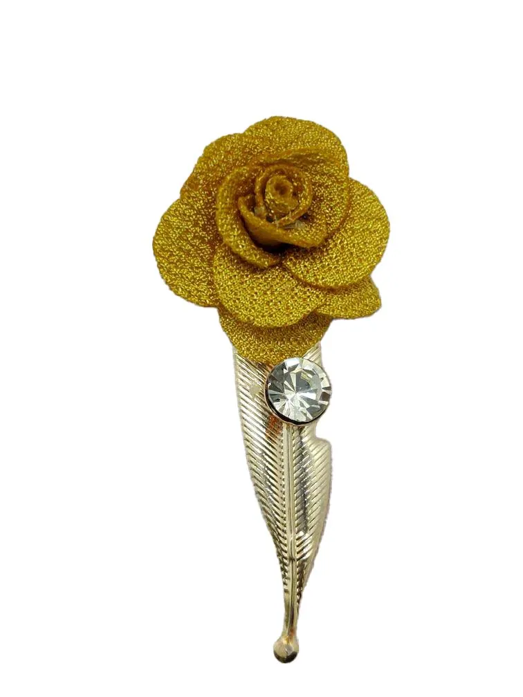 Bright Golden Open Flower Brooch