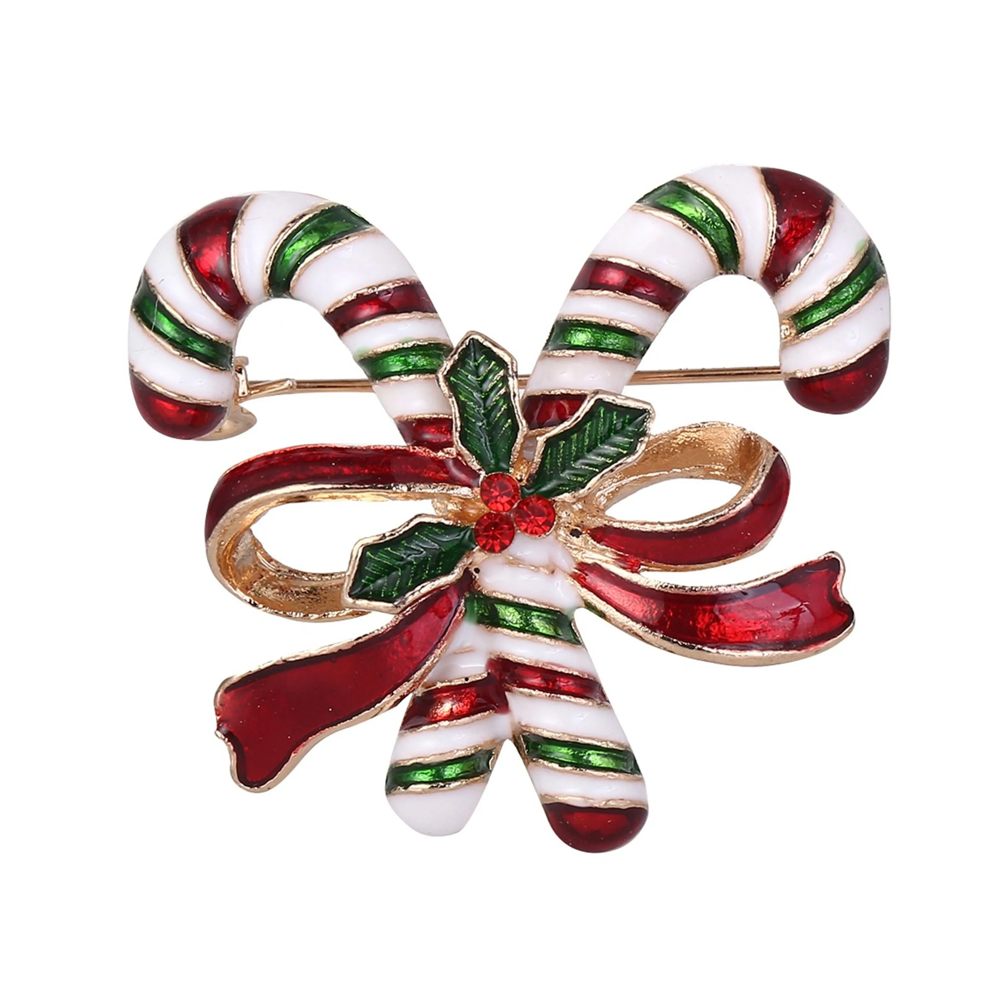 Candy Canes Christmas Enamel Brooch