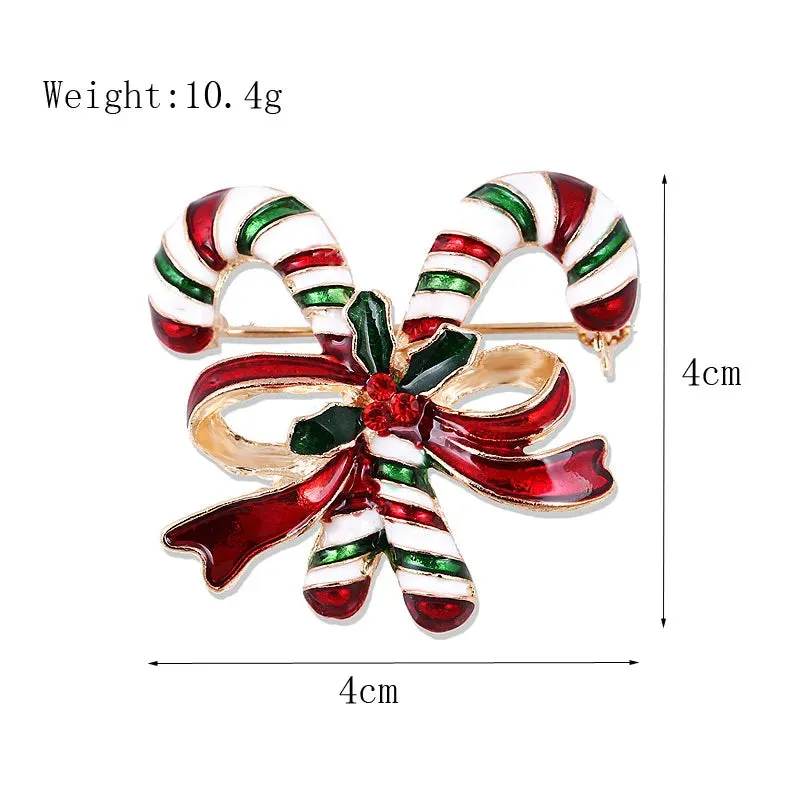 Candy Canes Christmas Enamel Brooch