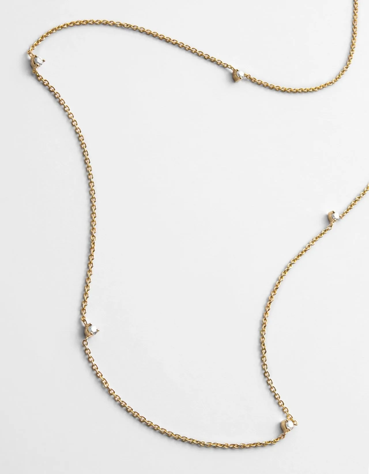 Capra Necklace, 14k Gold Pavé