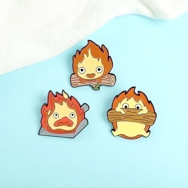 Cartoon Style Pin Flame Alloy Stoving Varnish Unisex Brooches