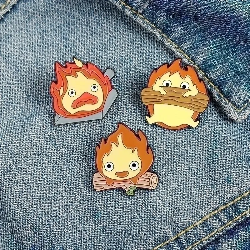 Cartoon Style Pin Flame Alloy Stoving Varnish Unisex Brooches