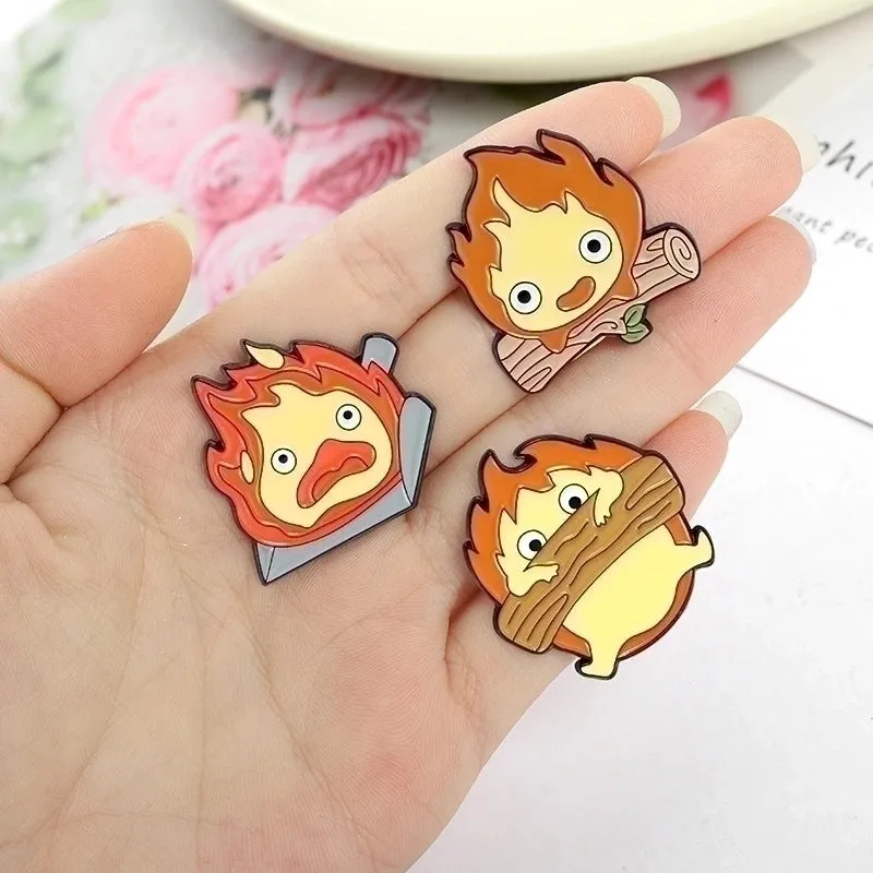 Cartoon Style Pin Flame Alloy Stoving Varnish Unisex Brooches