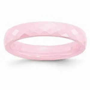 Ceramic Pink 4mm Faceted Polished Wedding Band Ring