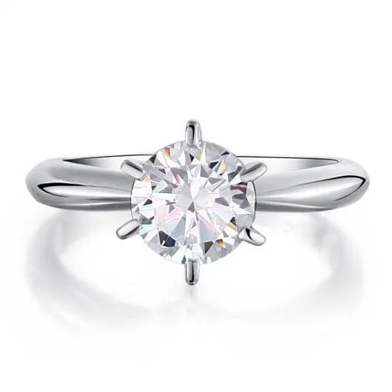 Classic Ring 6 Claws Created Diamond Engagement Ring