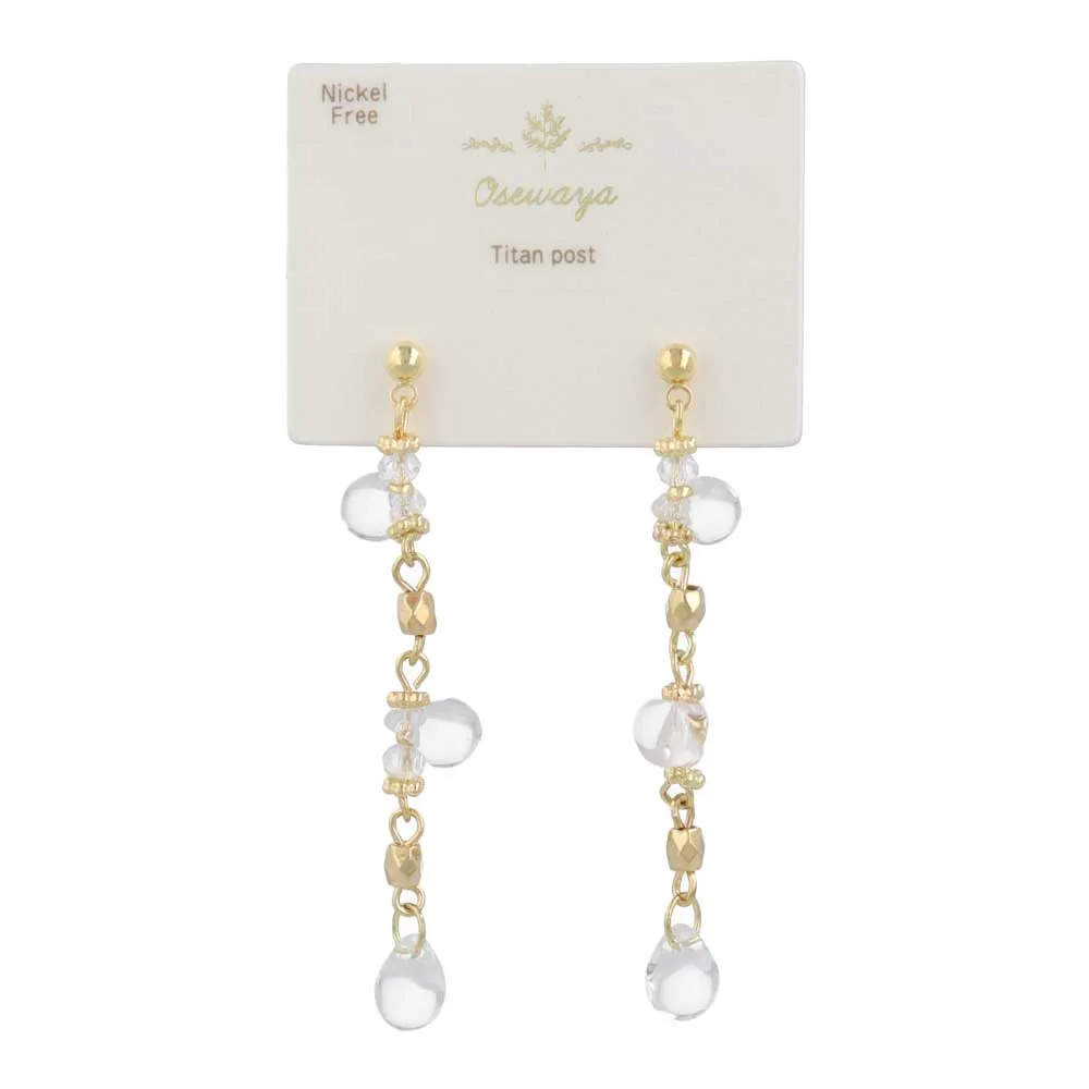 Clear Beaded Linear Earrings