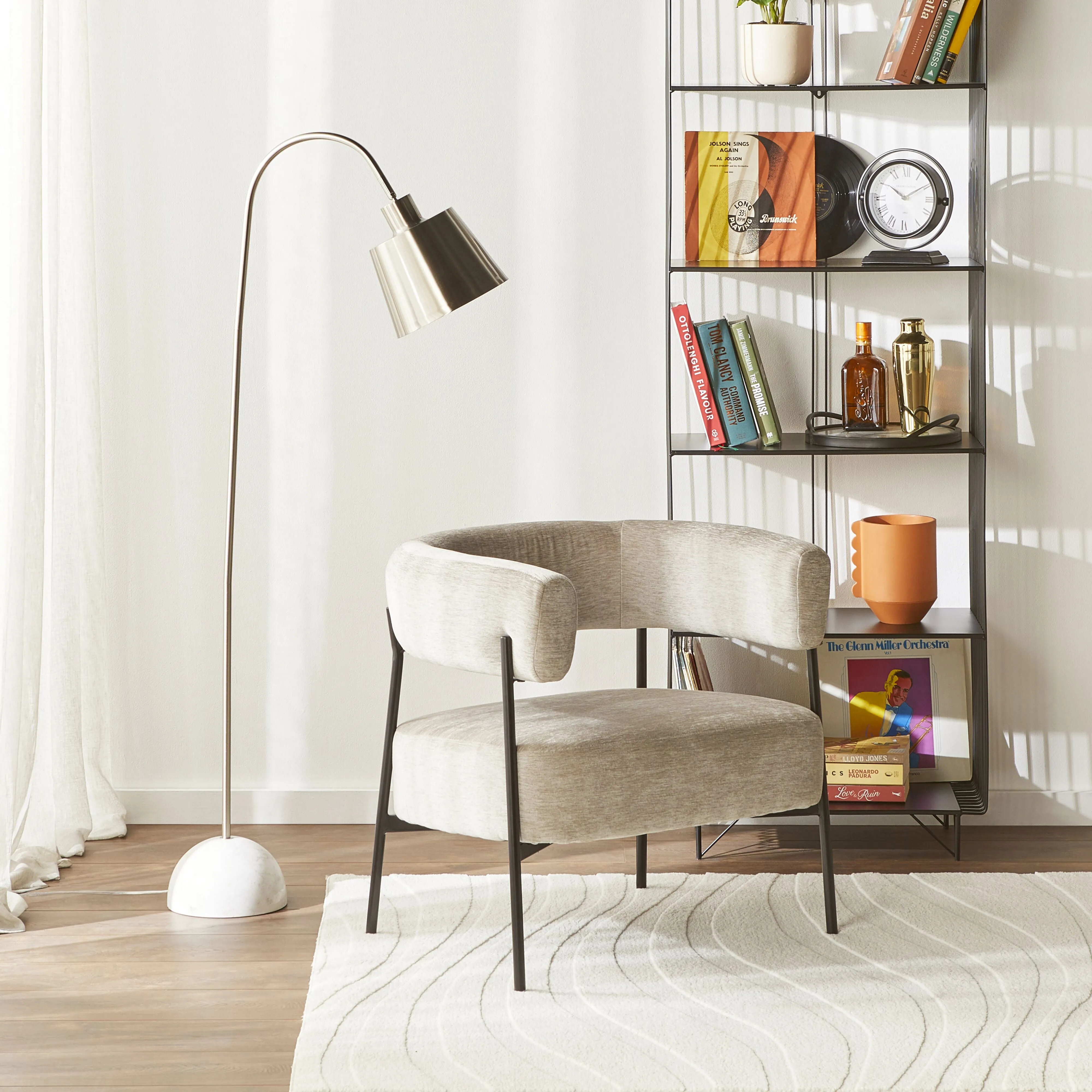 Clio Chrome Marble Floor Lamp 142cm