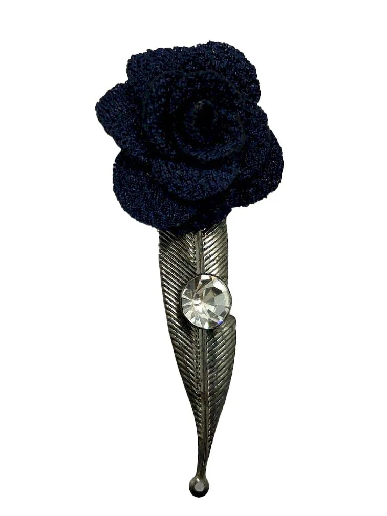 Cobalt Blue Open Flower Brooch