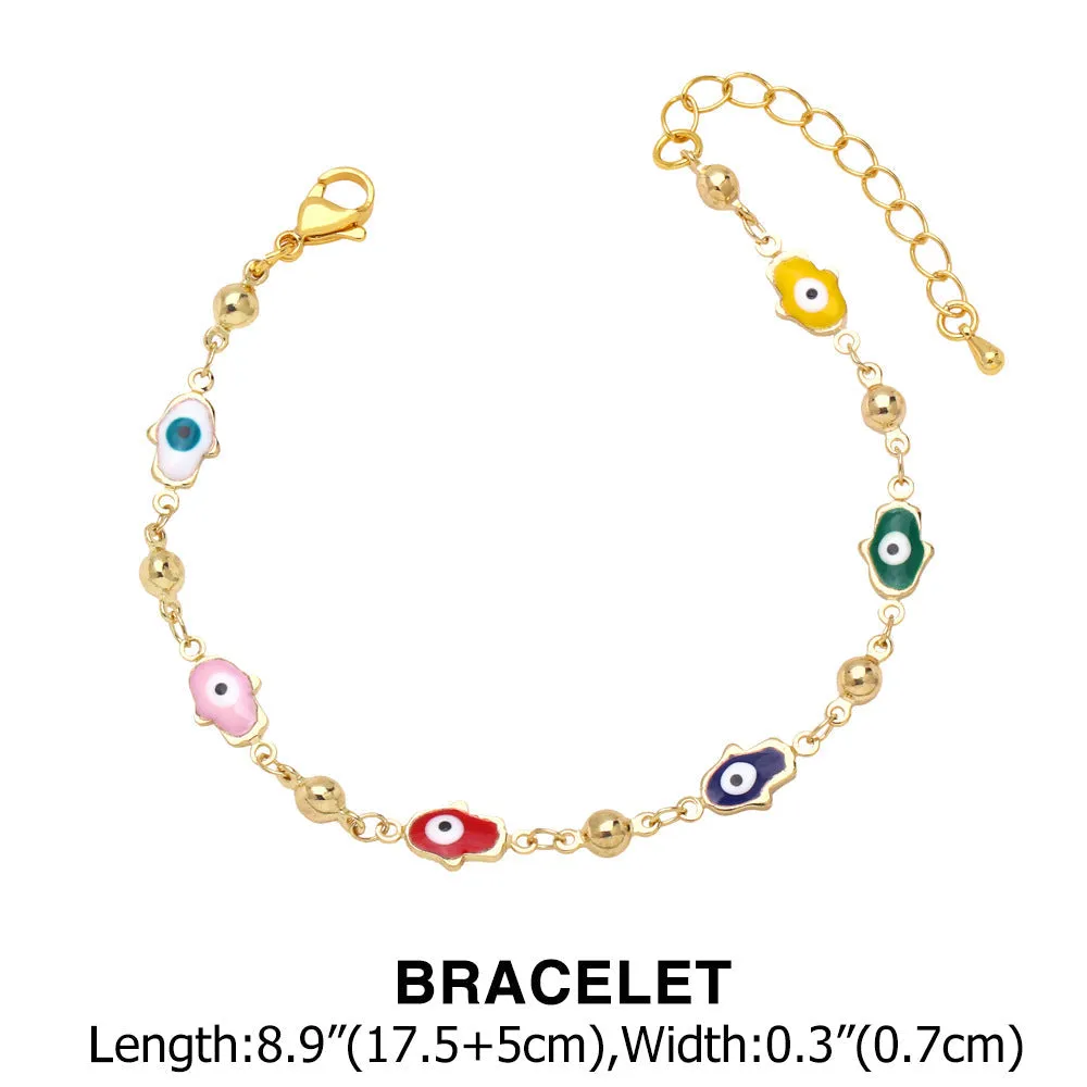 Color Drip Oil Hand Eye Adjustable Bracelet