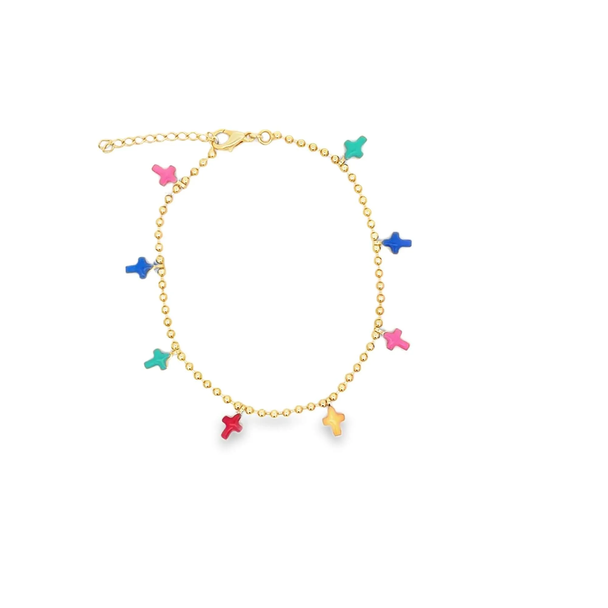 Colorful Cross Charm Beaded Necklace