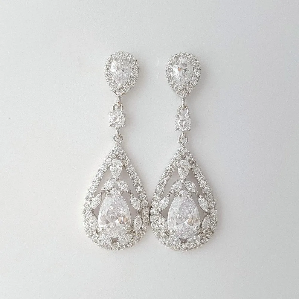 Crystal Wedding Earrings Drop-Esther