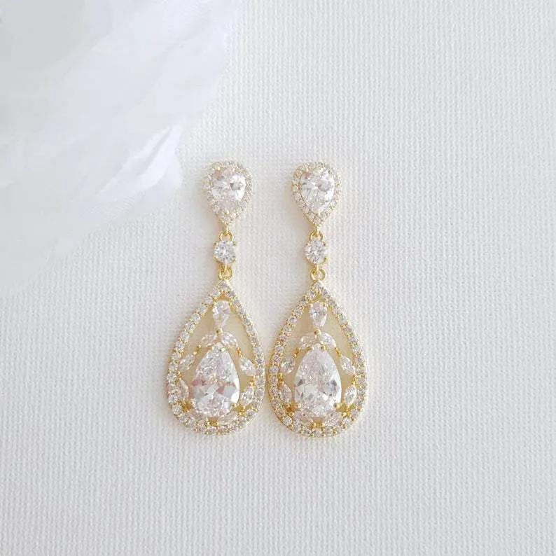 Crystal Wedding Earrings Drop-Esther