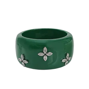 Cubic Zirconia Floral Resin Cuff