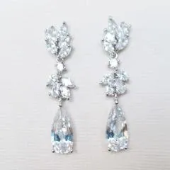 Dainty Cubic Zirconia Leaf Earrings