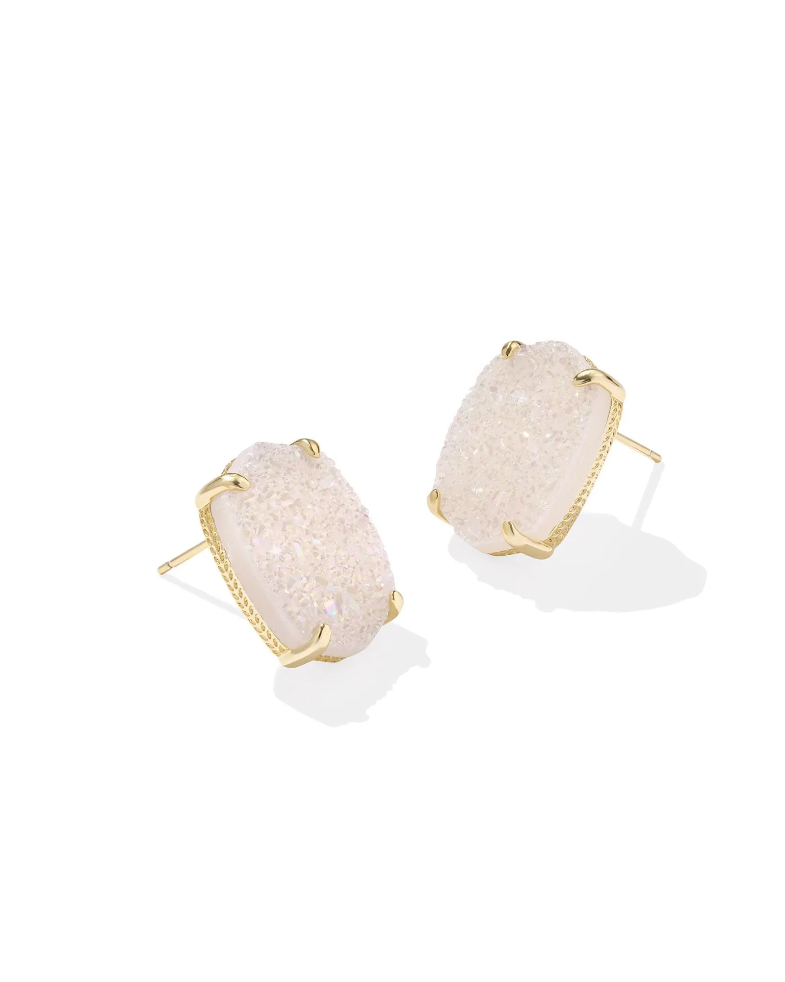 Daphne Large Stud Earring in Gold Iridescent Drusy