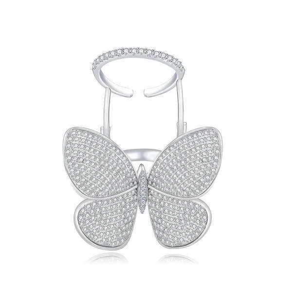 Delicate Stud Earrings Micro Paved Shining Cubic Zirconia Butterfly Silver