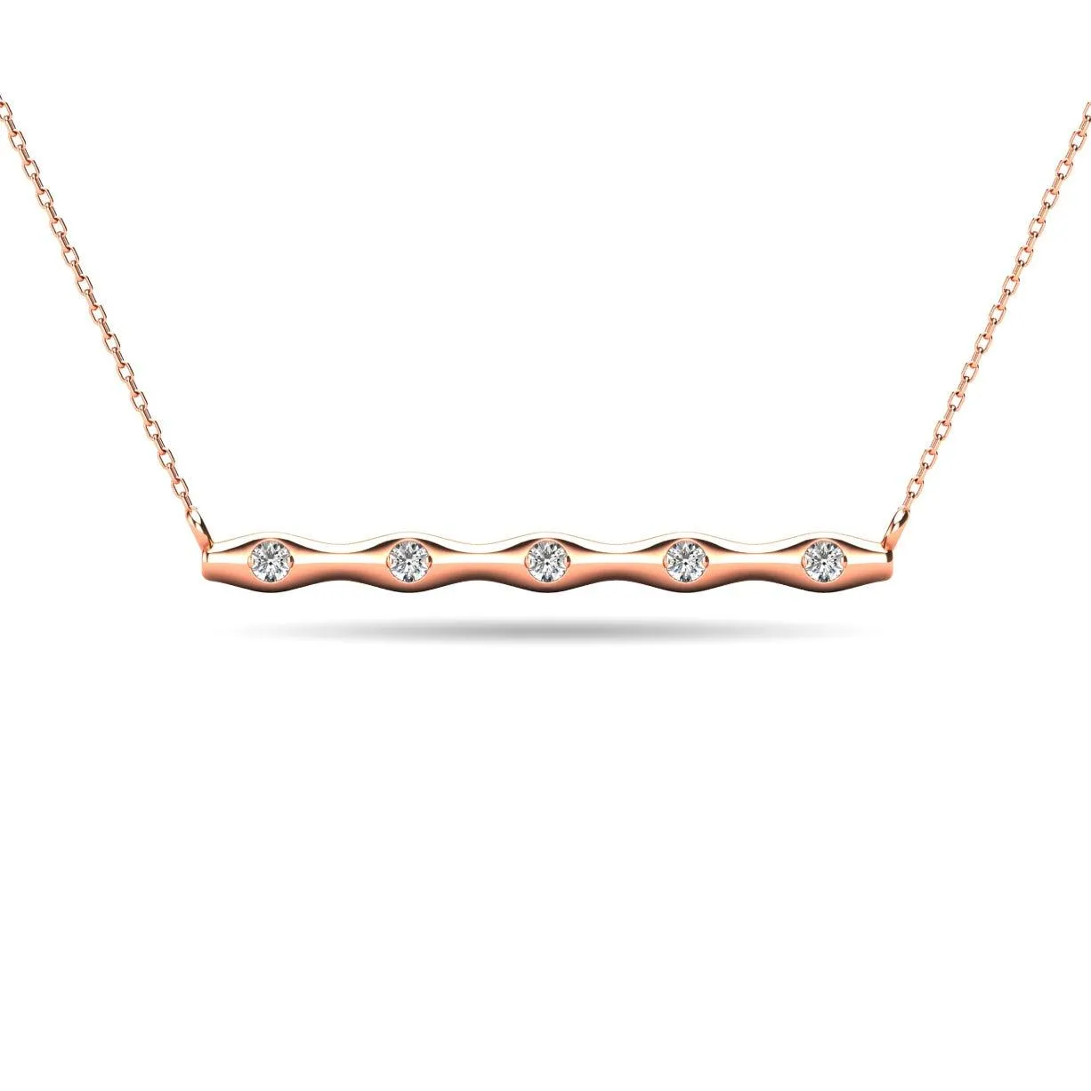 Diamond 1/20 ct tw Bar Necklace in 10K Rose Gold