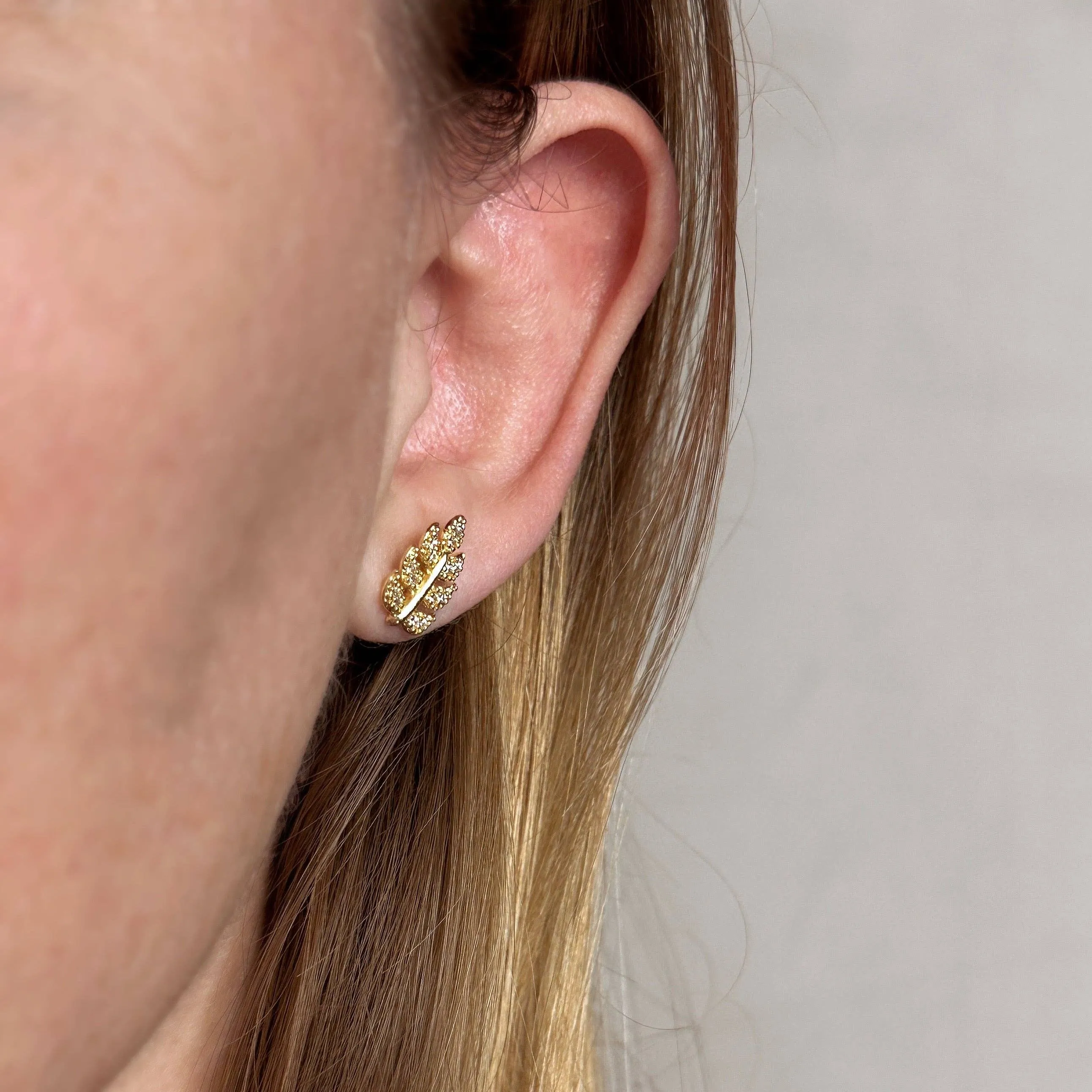 Diamond Leaf Earring