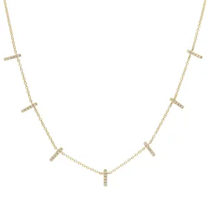 Diamond Stick Choker Necklace in 14k Gold