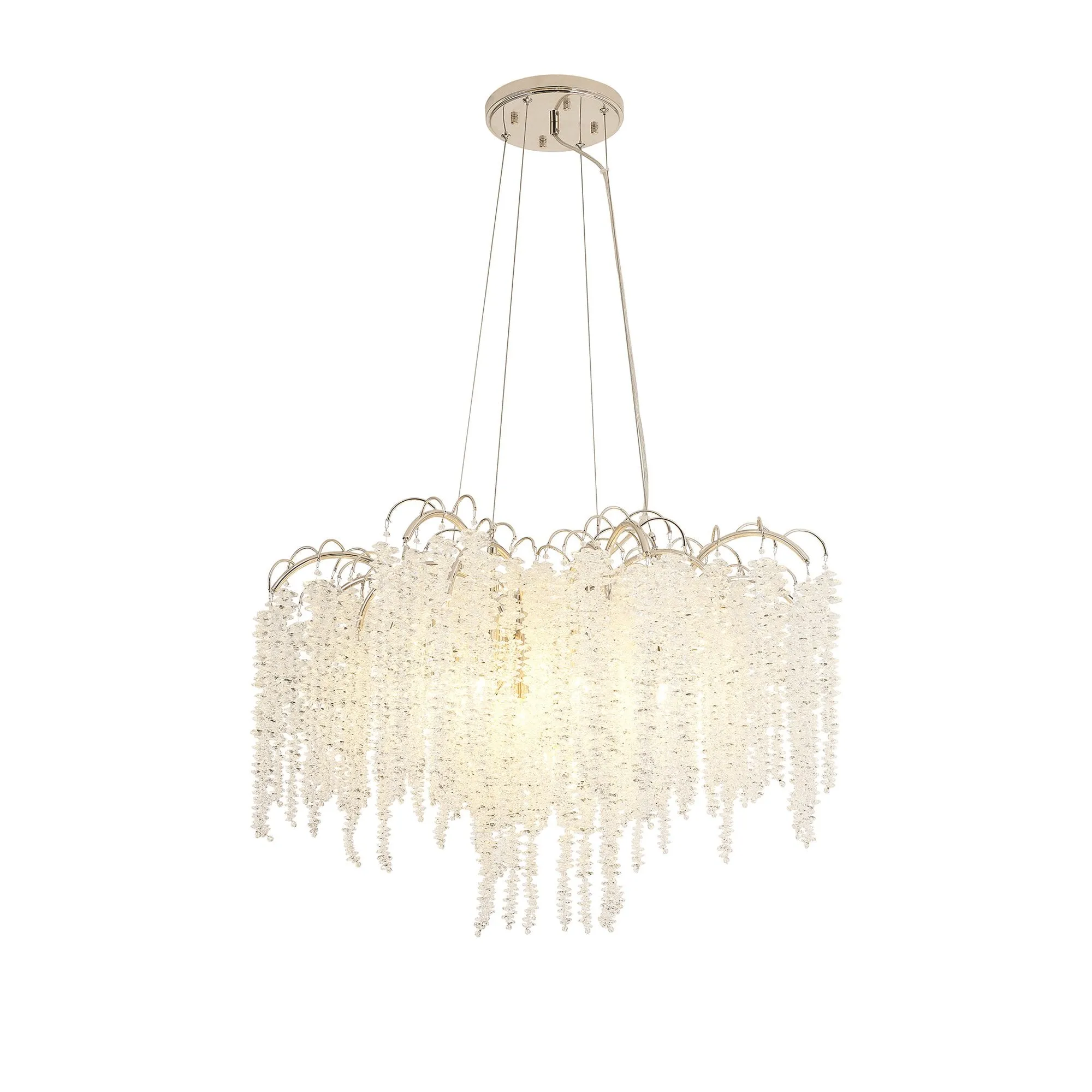 Diyas IL32883 Wisteria Round Pendant 9 Light E14 Polished Nickel / Crystal