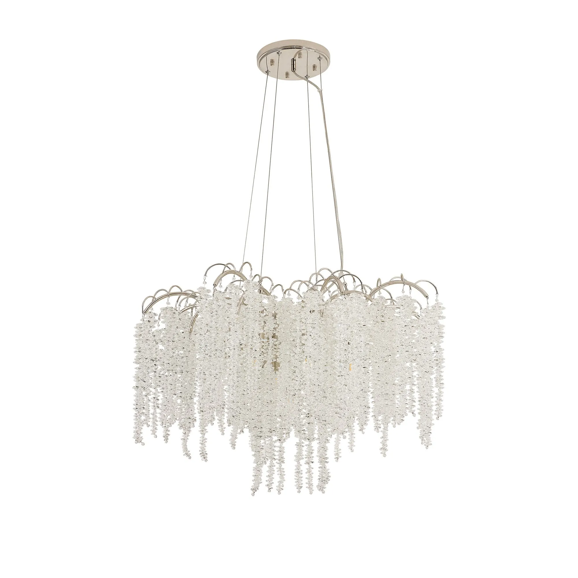 Diyas IL32883 Wisteria Round Pendant 9 Light E14 Polished Nickel / Crystal