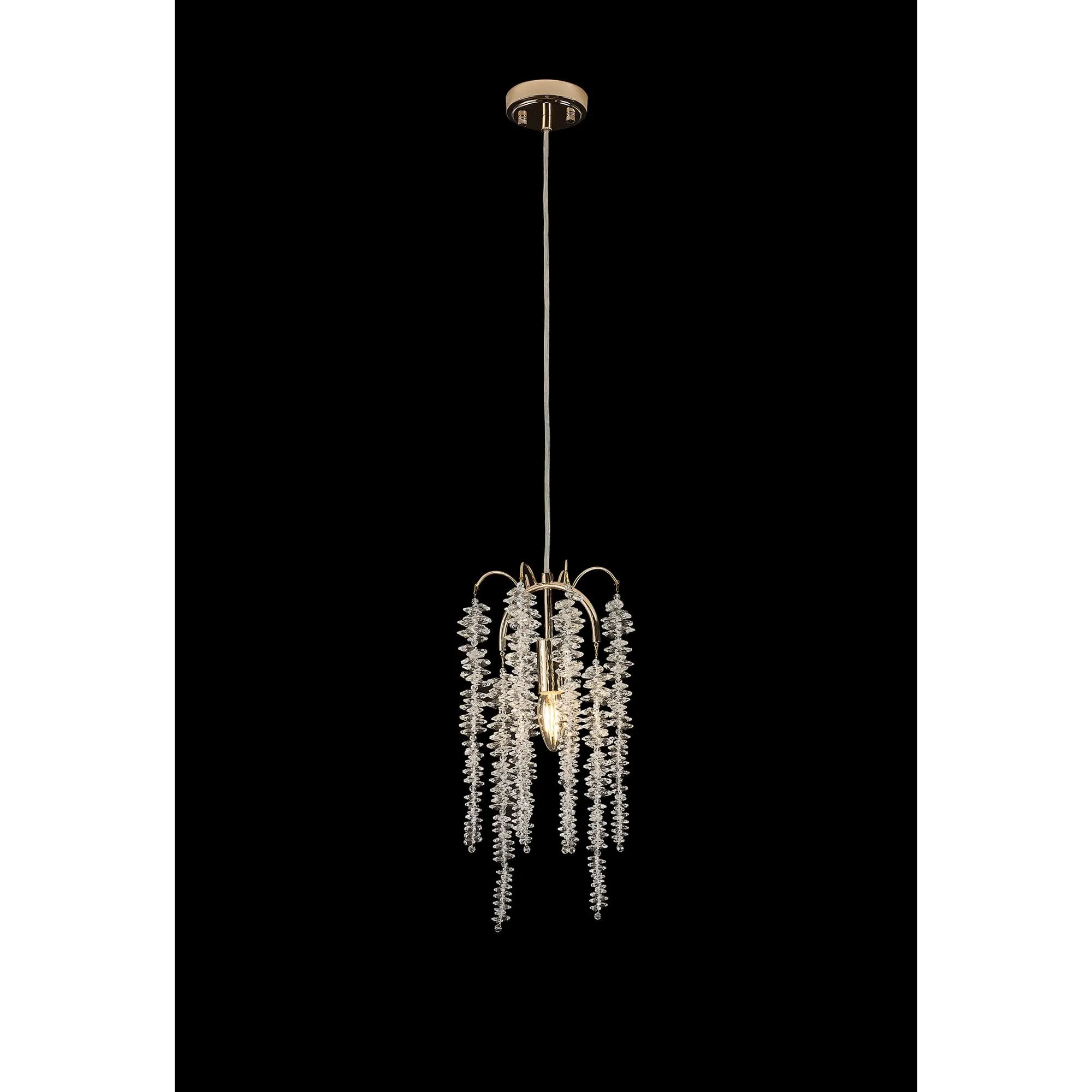 Diyas IL32902 Wisteria Round Pendant 1 Light E14 French Gold / Crystal