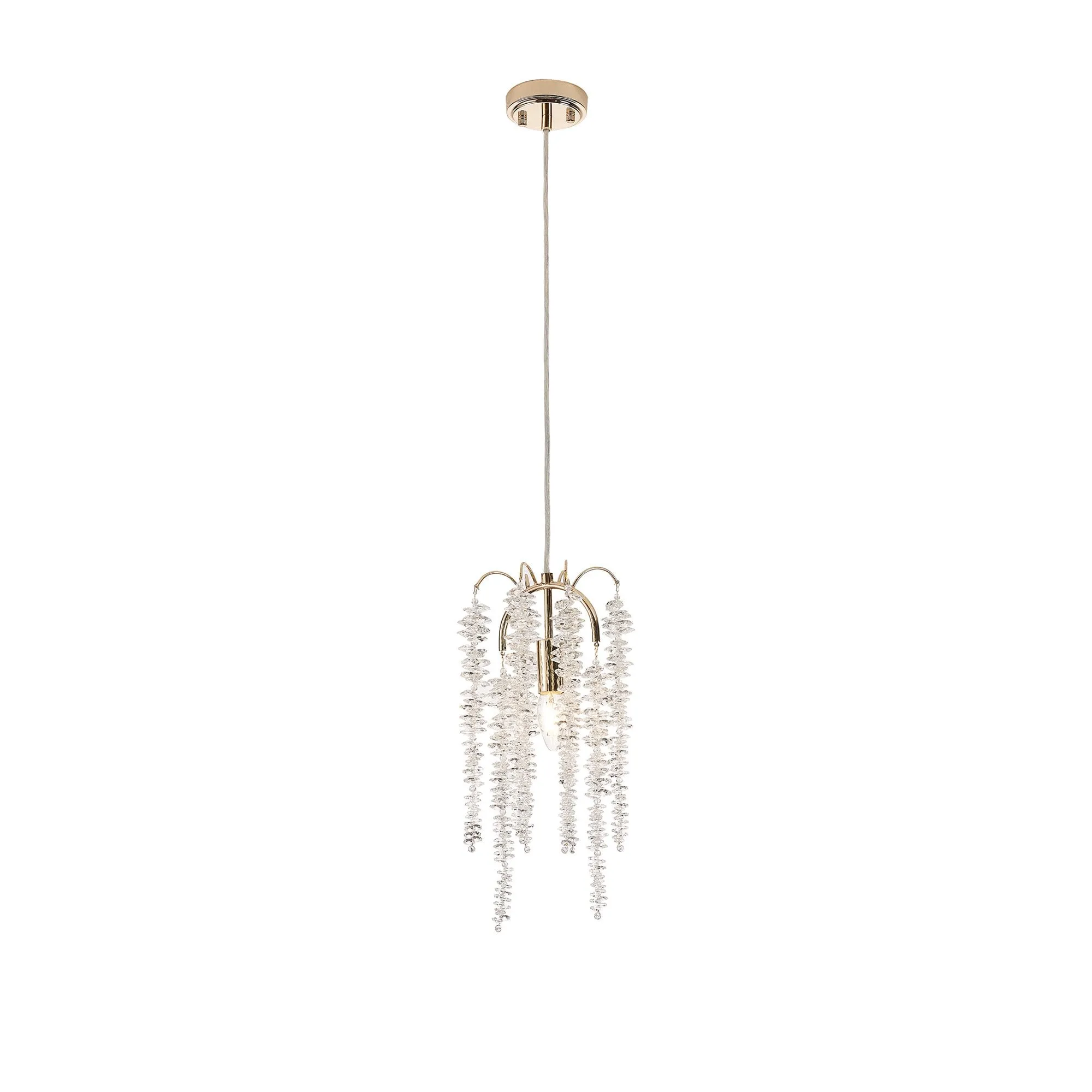 Diyas IL32902 Wisteria Round Pendant 1 Light E14 French Gold / Crystal