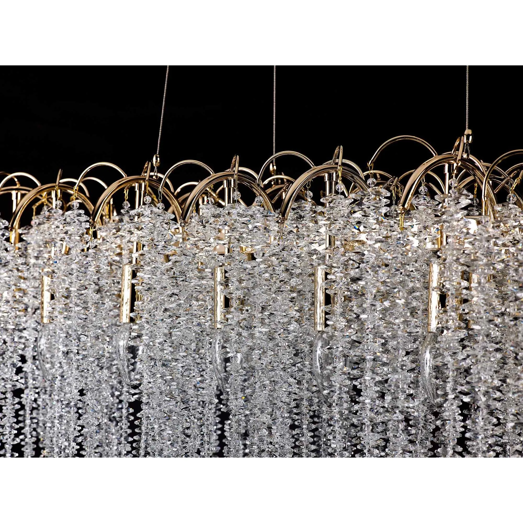 Diyas IL32903 Wisteria Oval Pendant 16 Light E14 French Gold / Crystal